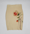 Tan body con skirt with flower
