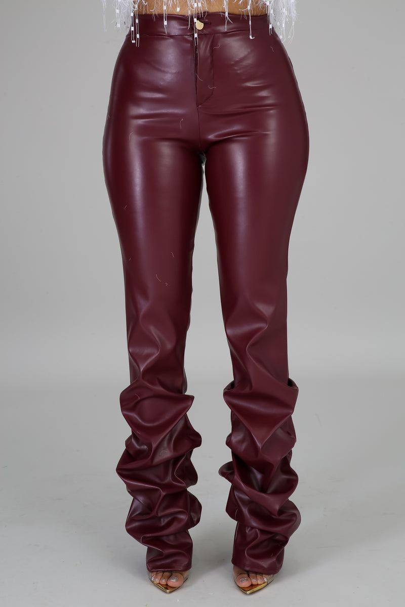 Burgundy Leatherette Pants